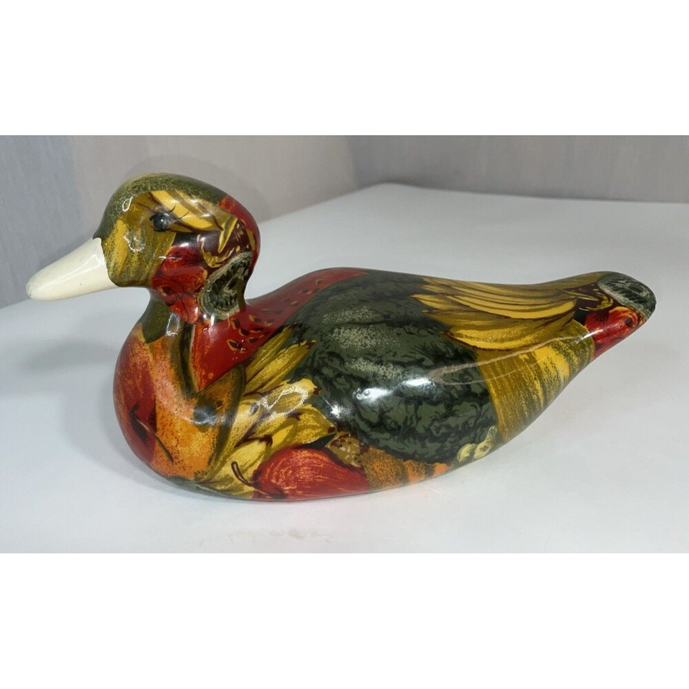 ENESCO 8" Ceramic Mallard Wild Duck Figurine Decoy Fruit Detail
